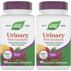 Nature’s Way Urinary with Cranberry Premium Blend, Promotes Urinary Tract Health*, with Cranberry, Dandelion, Vegan, Non-GMO Project Verified, 100 Capsules (Packaging May Vary)(100 Count (Pack of 2))