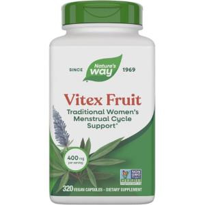 Nature’s Way Vitex Fruit, Traditional Menstrual Cycle Support*, Traditional Women’s Health Support*, Chasteberry Supplement for Women, Vegan, 320 Capsules (Packaging May Vary)(320 Count (Pack of 1))