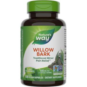 Nature’s Way Willow Bark, Traditional Relief of Discomfort Due to Occasional Overexertion*, Non-GMO Project Verified, 680 mg per Serving, 100 Vegan Capsules(100 Count (Pack of 1))