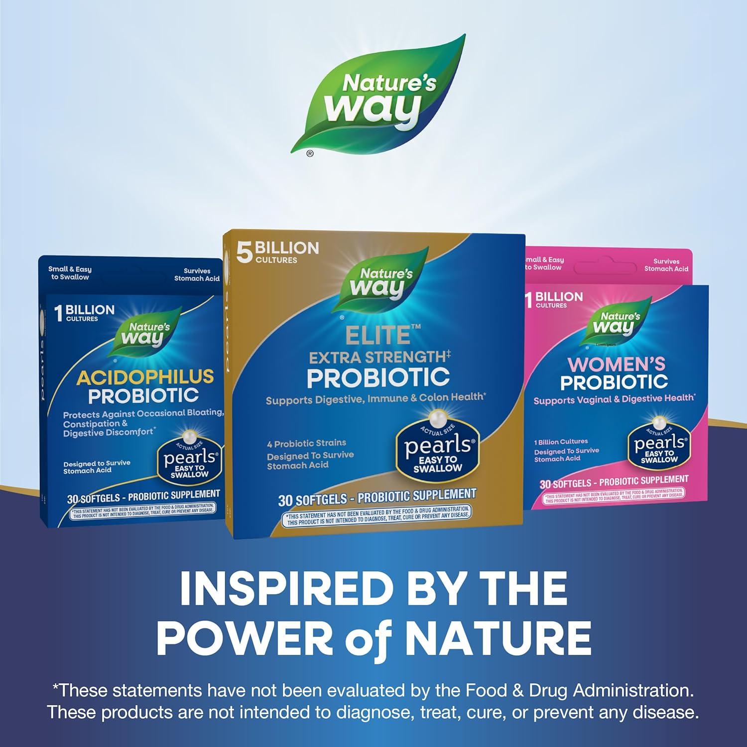 image:imageNatures Way Elite Extra Strength Probiotic Pearls for Men and Women Supports Digestive Immune Colon Health 5 Billion Live Cultures No Refrigeration Required 30 SoftgelsUnflavored