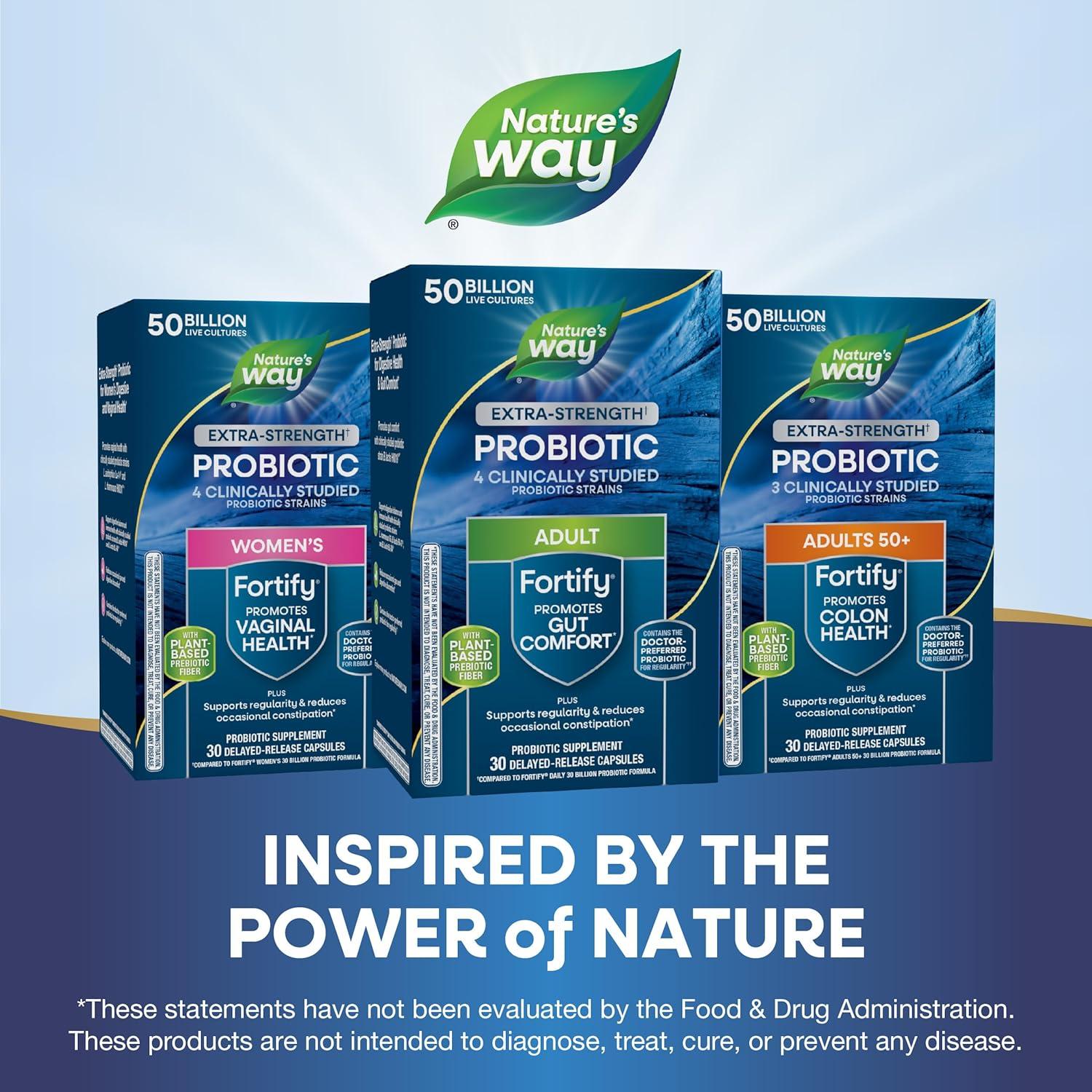 image:imageNatures Way Extra Strength1 Fortify Probiotic Probiotics for Digestive Health Prebiotics 50 Billion Live Cultures Digestive amp Immune Health Support 30 Capsules30 Count Pack of 1