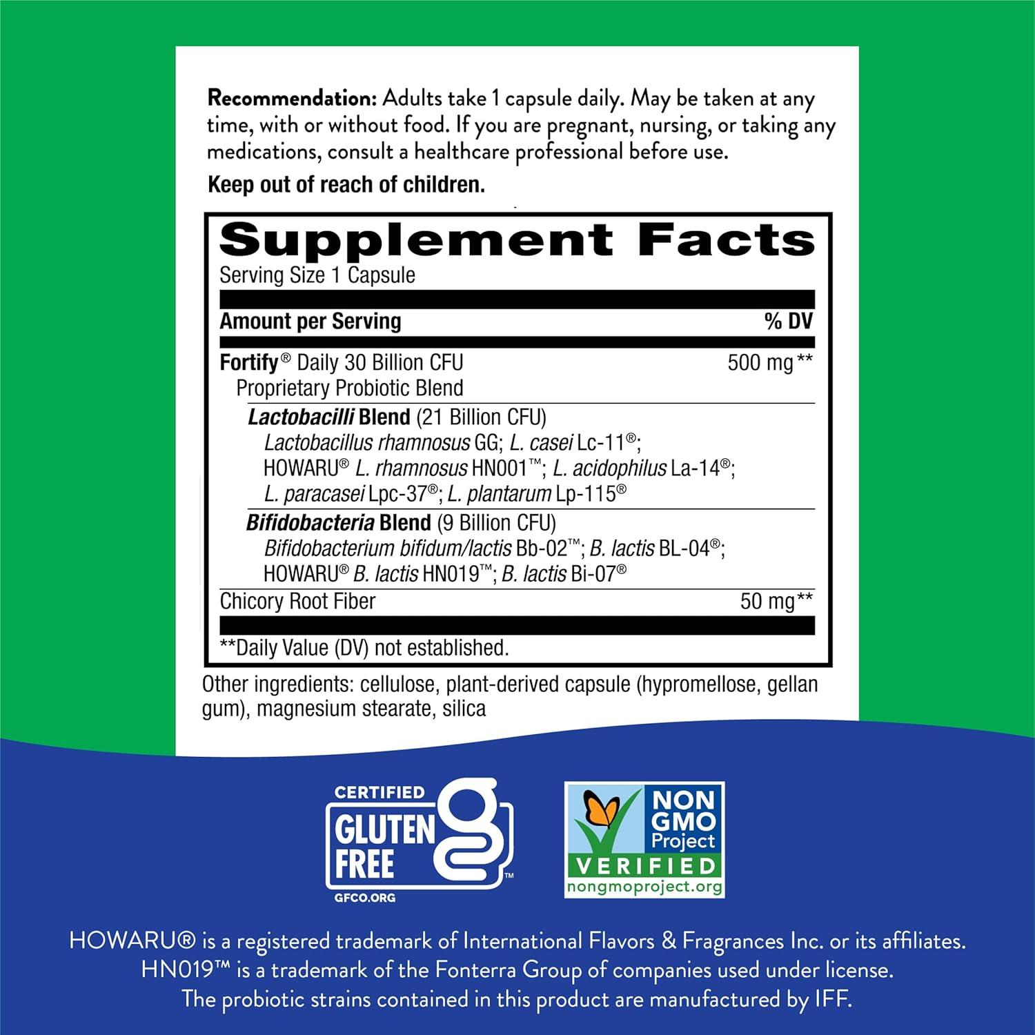 image:imageNatures Way Fortify Daily Probiotic 30 Billion Live Cultures 11 Strains Prebiotics 30 Capsules30 Count Pack of 2