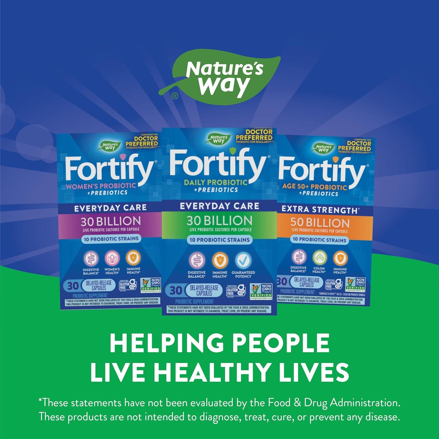 image:imageNatures Way Fortify Daily Probiotic 30 Billion Live Cultures 11 Strains Prebiotics 30 Capsules30 Count Pack of 2