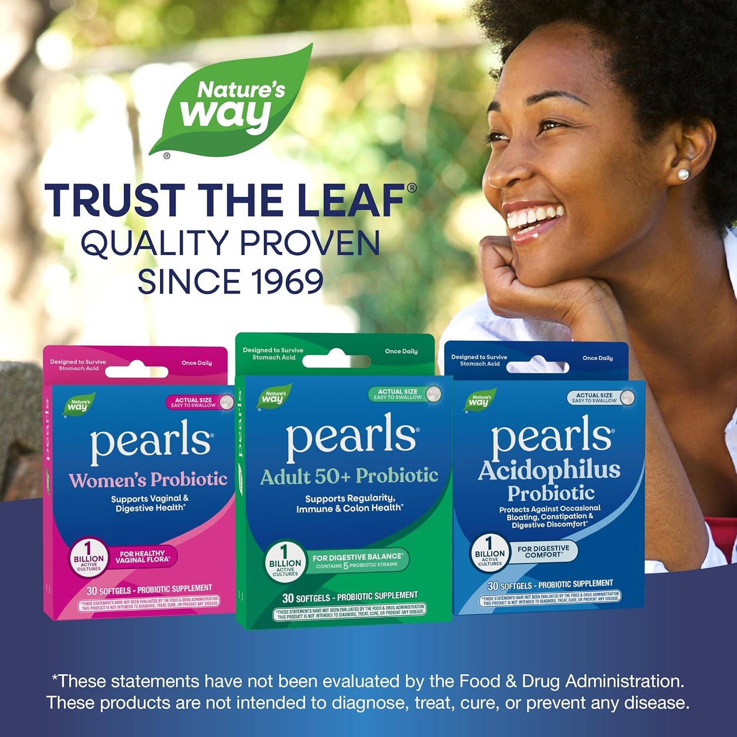 image:imageNatures Way Pearls Adult 50 Probiotic Probiotics for Digestive Health Supports Regularity Immune amp Colon Health 1 Billion Cultures No Refrigeration Needed 30 Softgels