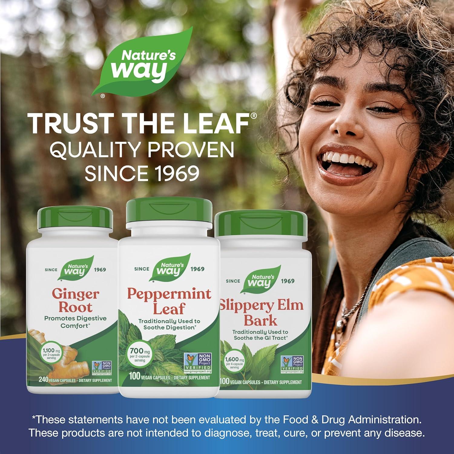 image:imageNatures Way Peppermint Leaf Traditionally Used to Soothe Digestion 700 mg per 2Capsule Serving Peppermint Supplement NonGMO Project Verified 100 Vegan Capsules Packaging May Vary100 Count Pack of 1