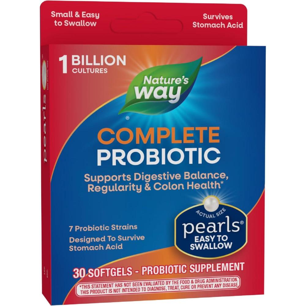 image:imageNatures Way Complete Probiotic Pearls Supports Digestive Balance 1 Billion Live Cultures Supplement for Men and Women No Refrigeration Required 30 softgels30 Count Pack of 1