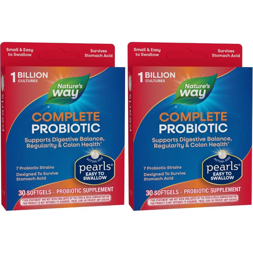 image:imageNatures Way Complete Probiotic Pearls Supports Digestive Balance 1 Billion Live Cultures Supplement for Men and Women No Refrigeration Required 30 softgels30 Count Pack of 2