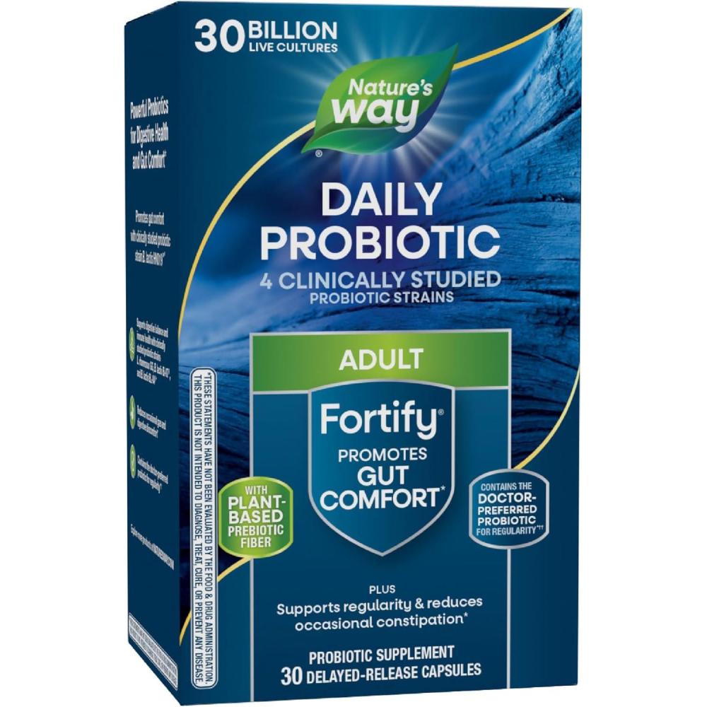 image:imageNatures Way Fortify Daily Probiotic 30 Billion Live Cultures 11 Strains Prebiotics 30 Capsules30 Count Pack of 1