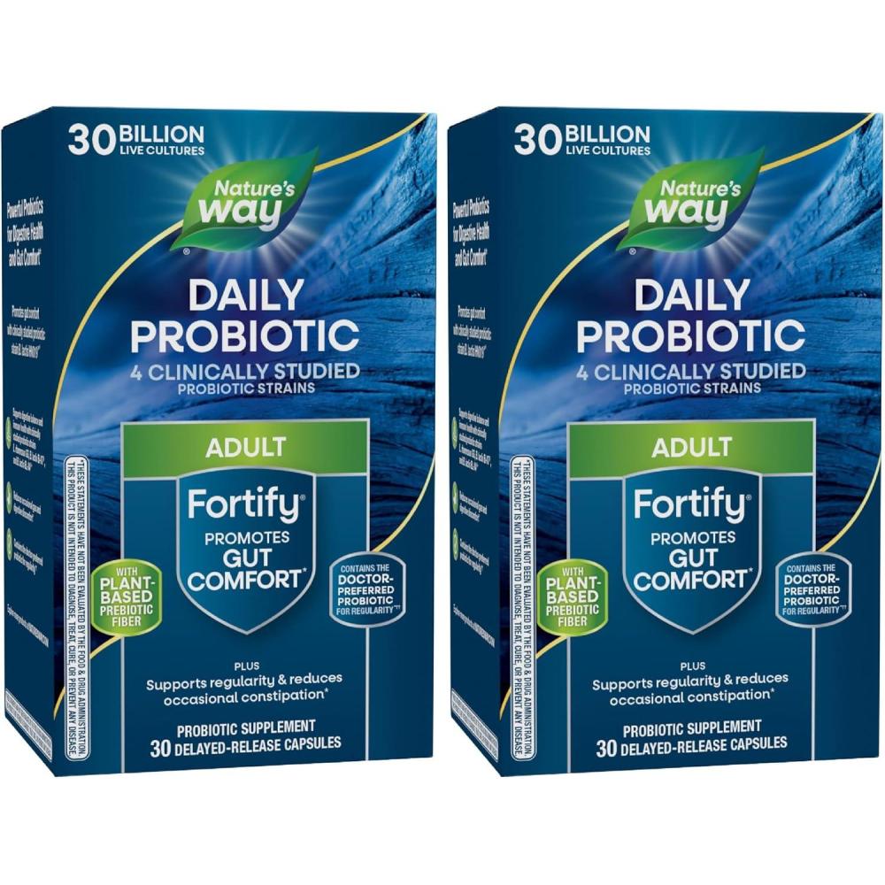 image:imageNatures Way Fortify Daily Probiotic 30 Billion Live Cultures 11 Strains Prebiotics 30 Capsules30 Count Pack of 2