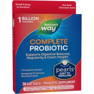 Nature’s Way Complete Probiotic Pearls, Supports Digestive Balance*, 1 Billion Live Cultures, Supplement for Men and Women, No Refrigeration Required, 30 softgels(30 Count (Pack of 1))