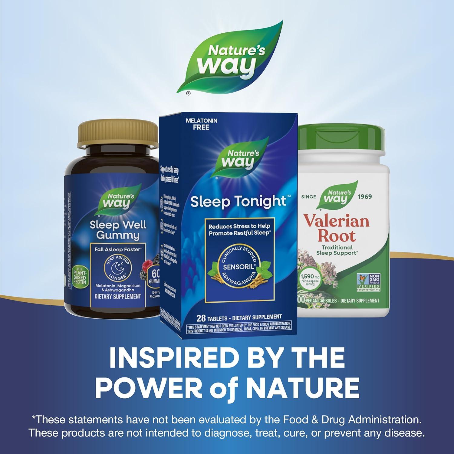 image:imageNatures Way Sleep Tonight StressReducing Formula to Promote Restful Nights Melatonin Free Sleep Support with Ashwagandha and LTheanine Vegan 28 Tablets Packaging May Vary