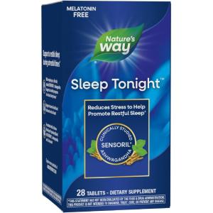 Nature’s Way Sleep Tonight, Stress-Reducing Formula to Promote Restful Nights*, Melatonin Free Sleep Support with Ashwagandha and L-Theanine*, Vegan, 28 Tablets (Packaging May Vary)