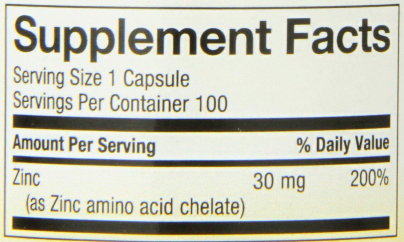 image:imageNatures Way Zinc Chelate Zinc Supplements Supports Immune Function 30 mg per Serving 100 Capsules Packaging May VaryUnflavored