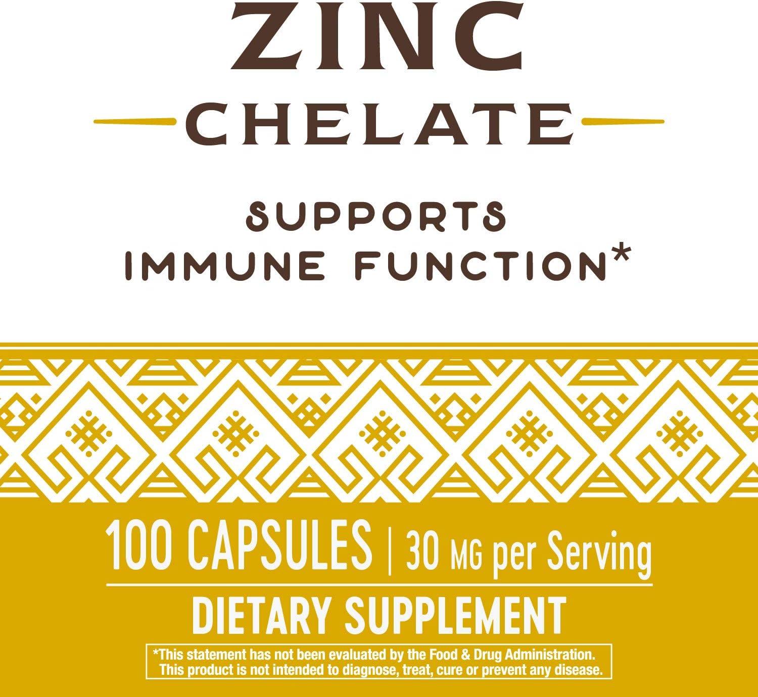image:imageNatures Way Zinc Chelate Zinc Supplements Supports Immune Function 30 mg per Serving 100 Capsules Packaging May VaryUnflavored