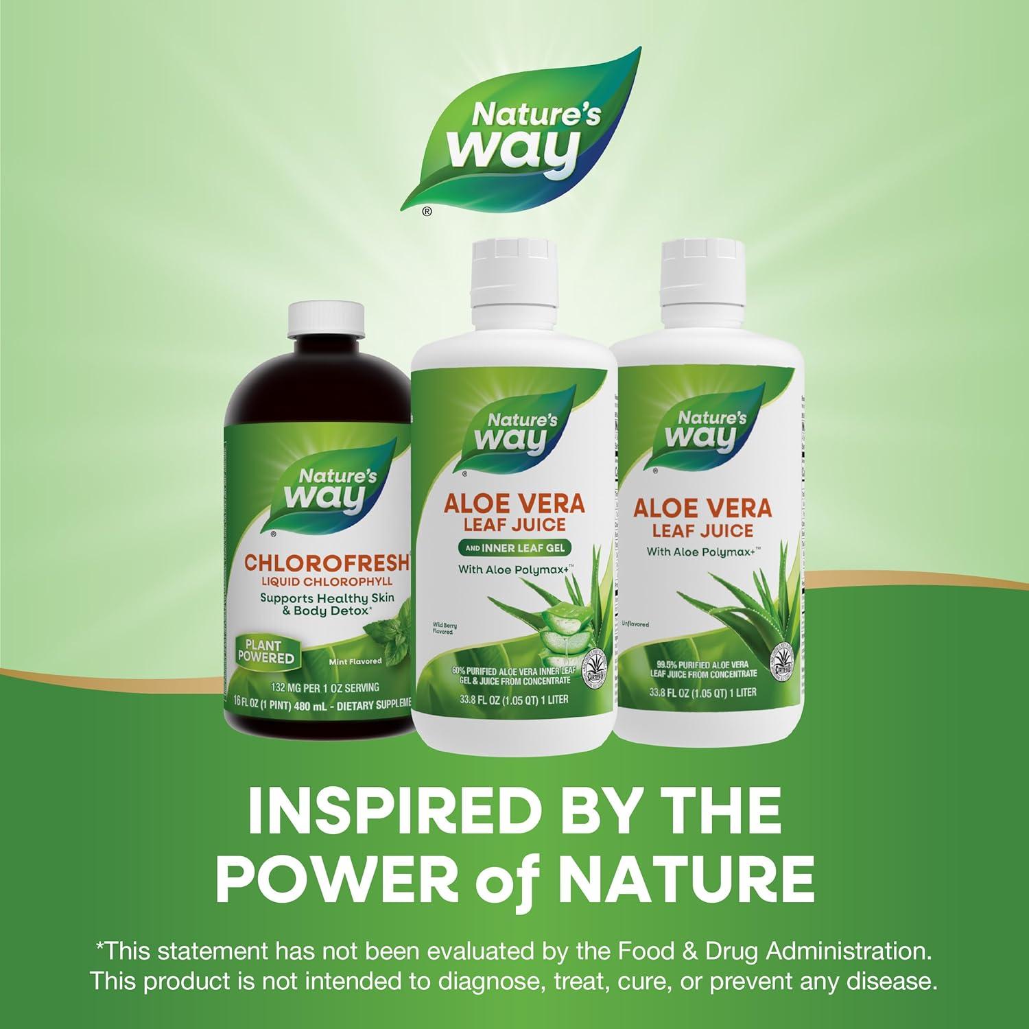 image:imageNatures Way Aloe Vera Leaf Juice and Inner Leaf Gel with Aloe Polymax Certified for Aloe Content and Purity Wild Berry Flavored 338 Fl Oz Packaging May Vary