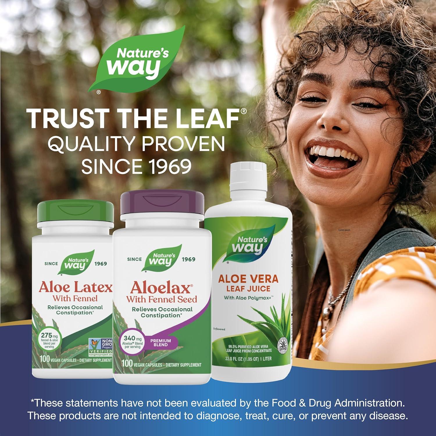 image:imageNatures Way Aloelax with Fennel Seed for Occasional Constipation 340 mg 100 Count