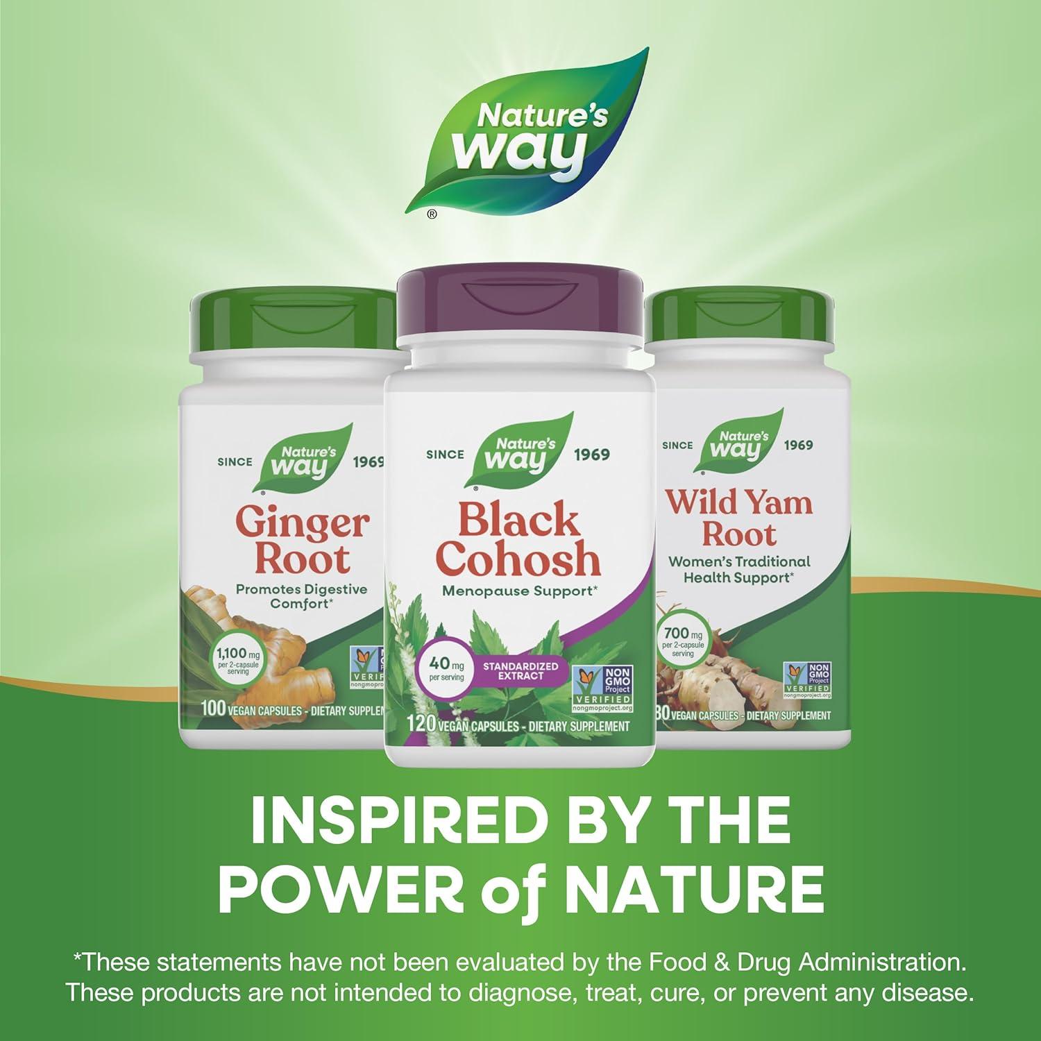 image:imageNatures Way Black Cohosh Premium Extract Helps Reduce Night Sweats and Promotes Restful Sleep for Women During Menopause 40 mg per Serving 120 Vegan Capsules Packaging May Vary120 Count Pack of 1