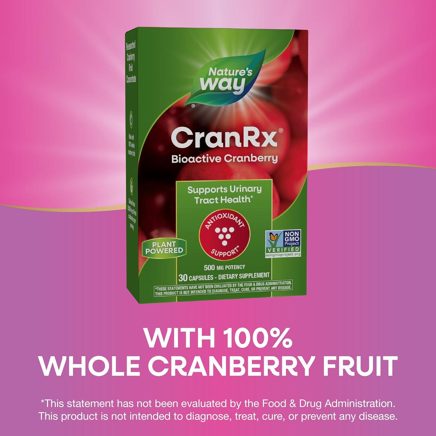 image:imageNatures Way CranRx BioActive Cranberry Supports Urinary Tract Health Antioxidant Support 500 mg potency Vegan NonGMO Project Verified 30 Capsules