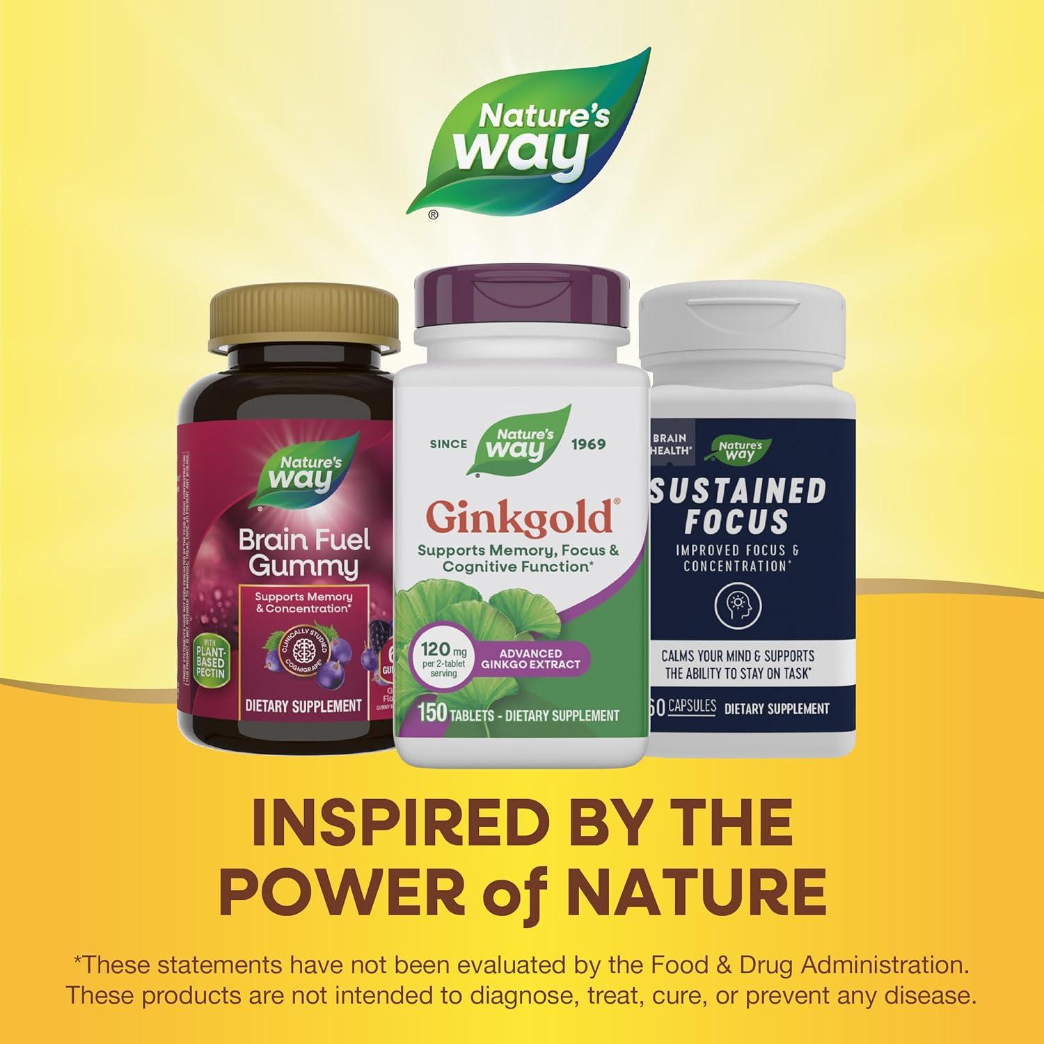 image:imageNatures Way Ginkgold Advanced Ginkgo Extract Supplements for Support of Memory and Focus Ginkgo Biloba Extract Supports Focus amp Cognitive Function 150 Tablets Packaging May Vary