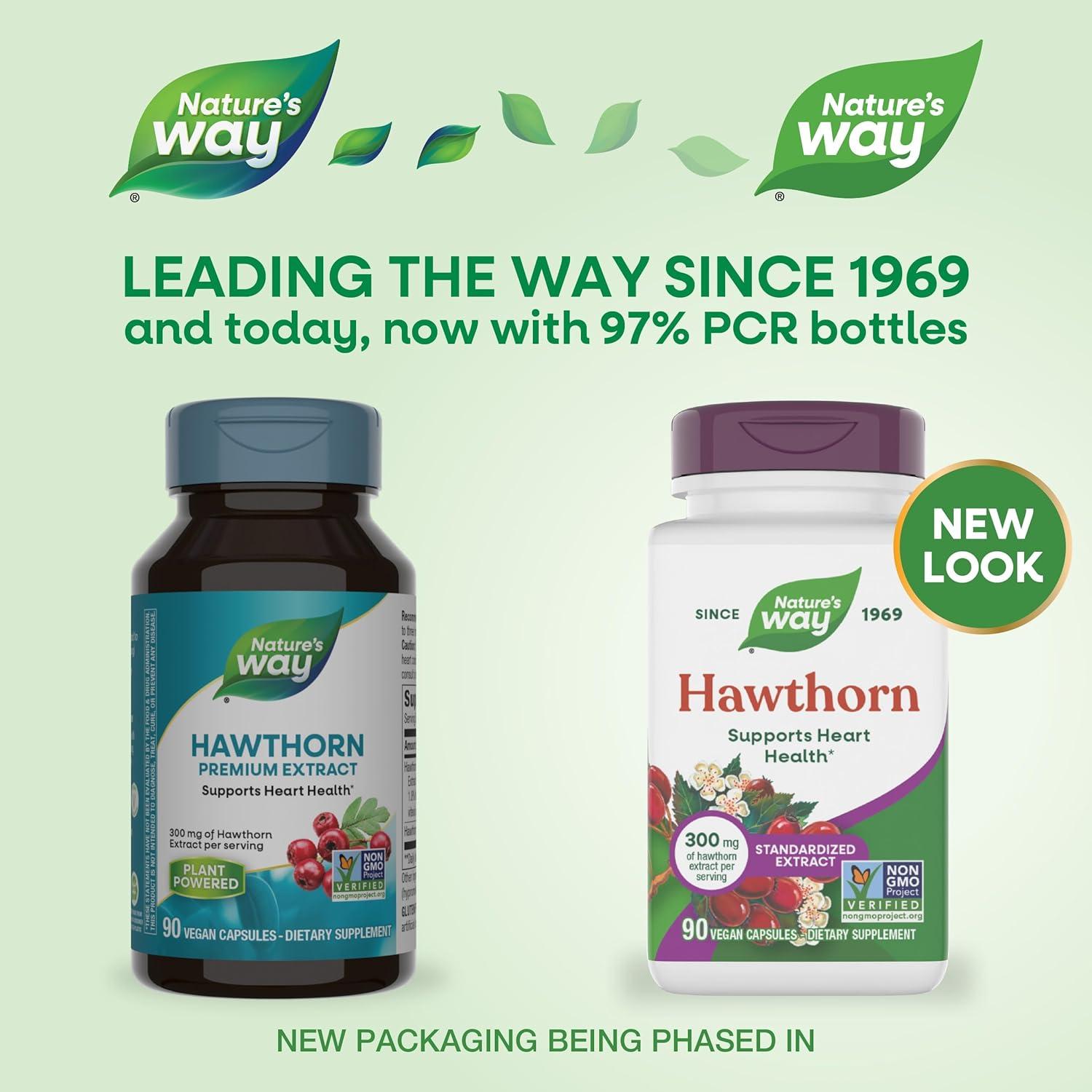 image:imageNatures Way Hawthorn Capsules Standardized Extract Supports Heart Health Standardized to 18 Flavonoids NonGMO Project Verified Vegan 90 Capsules Packaging May Vary