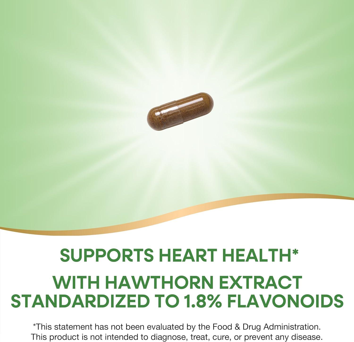 image:imageNatures Way Hawthorn Capsules Standardized Extract Supports Heart Health Standardized to 18 Flavonoids NonGMO Project Verified Vegan 90 Capsules Packaging May Vary
