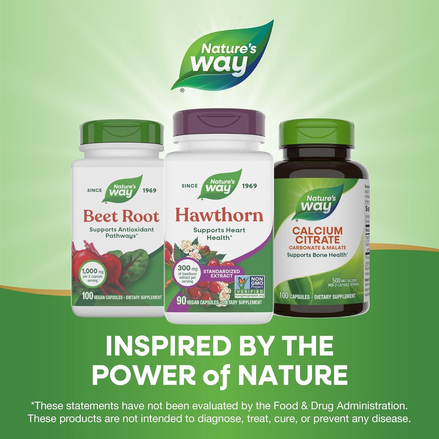 image:imageNatures Way Hawthorn Capsules Standardized Extract Supports Heart Health Standardized to 18 Flavonoids NonGMO Project Verified Vegan 90 Capsules Packaging May Vary