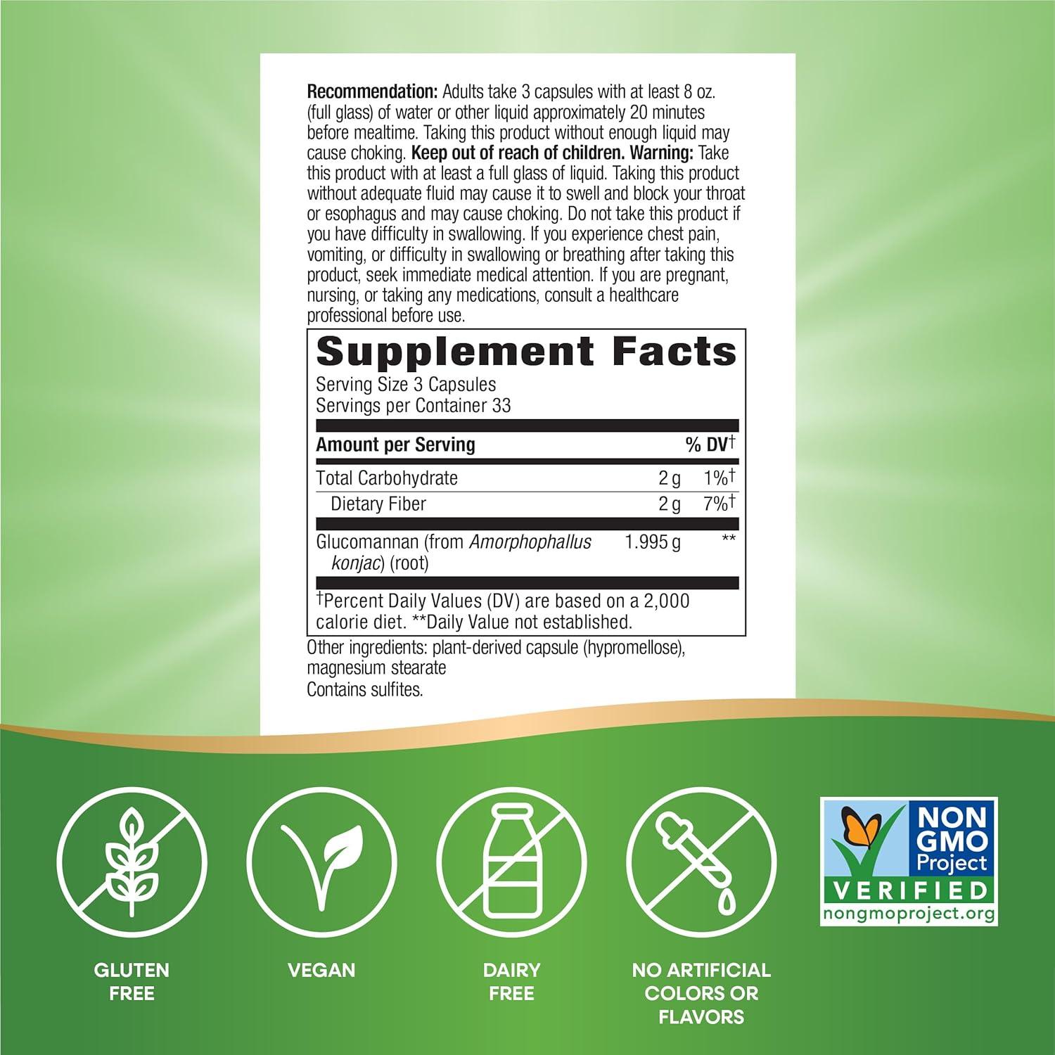 image:imageNatures Way Herbal Glucomannan from Konjac Root Capsules Promotes Feelings of Fullness 1995 mg per 3Capsule Serving NonGMO Project Verified Vegan 100 Capsules Packaging May Vary