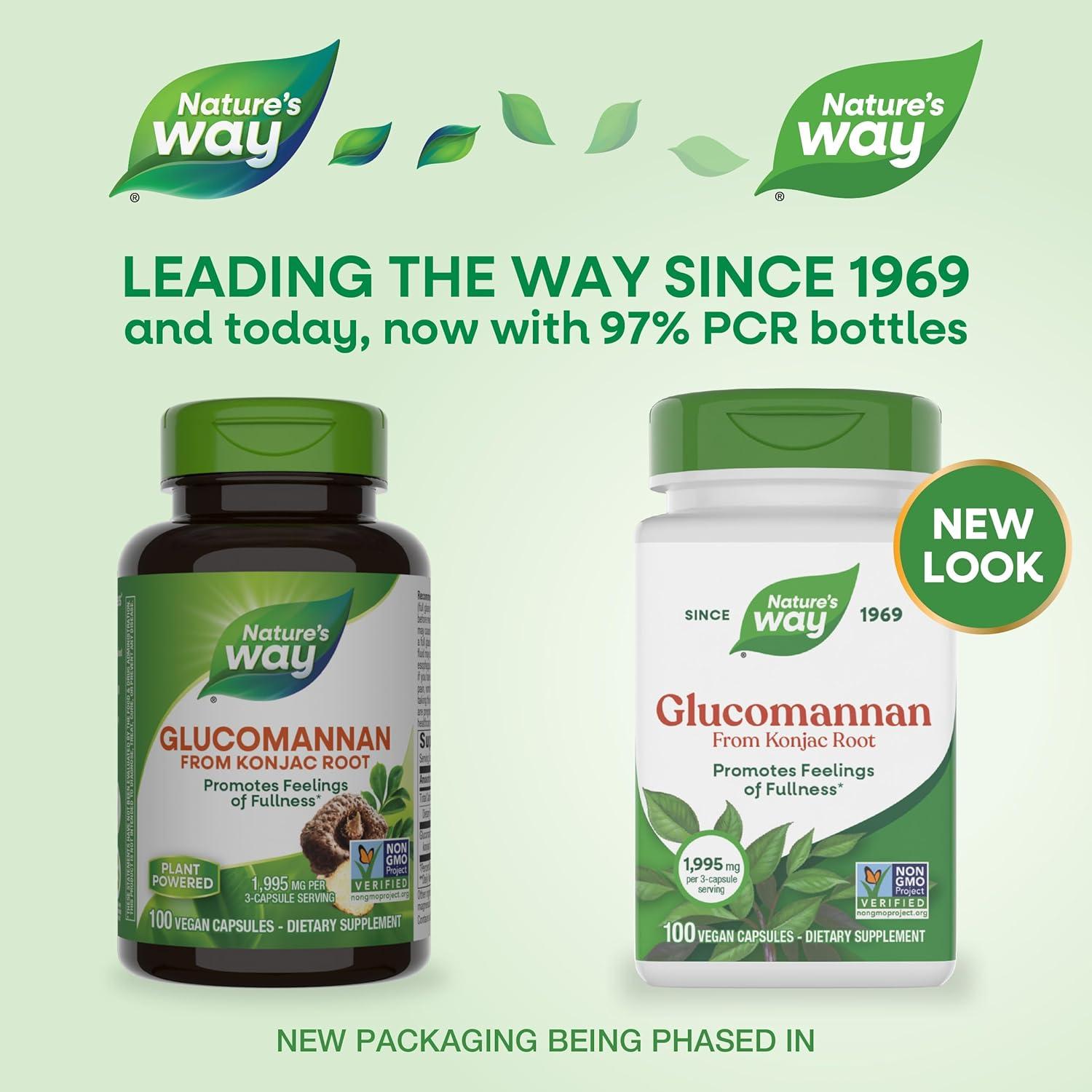 image:imageNatures Way Herbal Glucomannan from Konjac Root Capsules Promotes Feelings of Fullness 1995 mg per 3Capsule Serving NonGMO Project Verified Vegan 100 Capsules Packaging May Vary