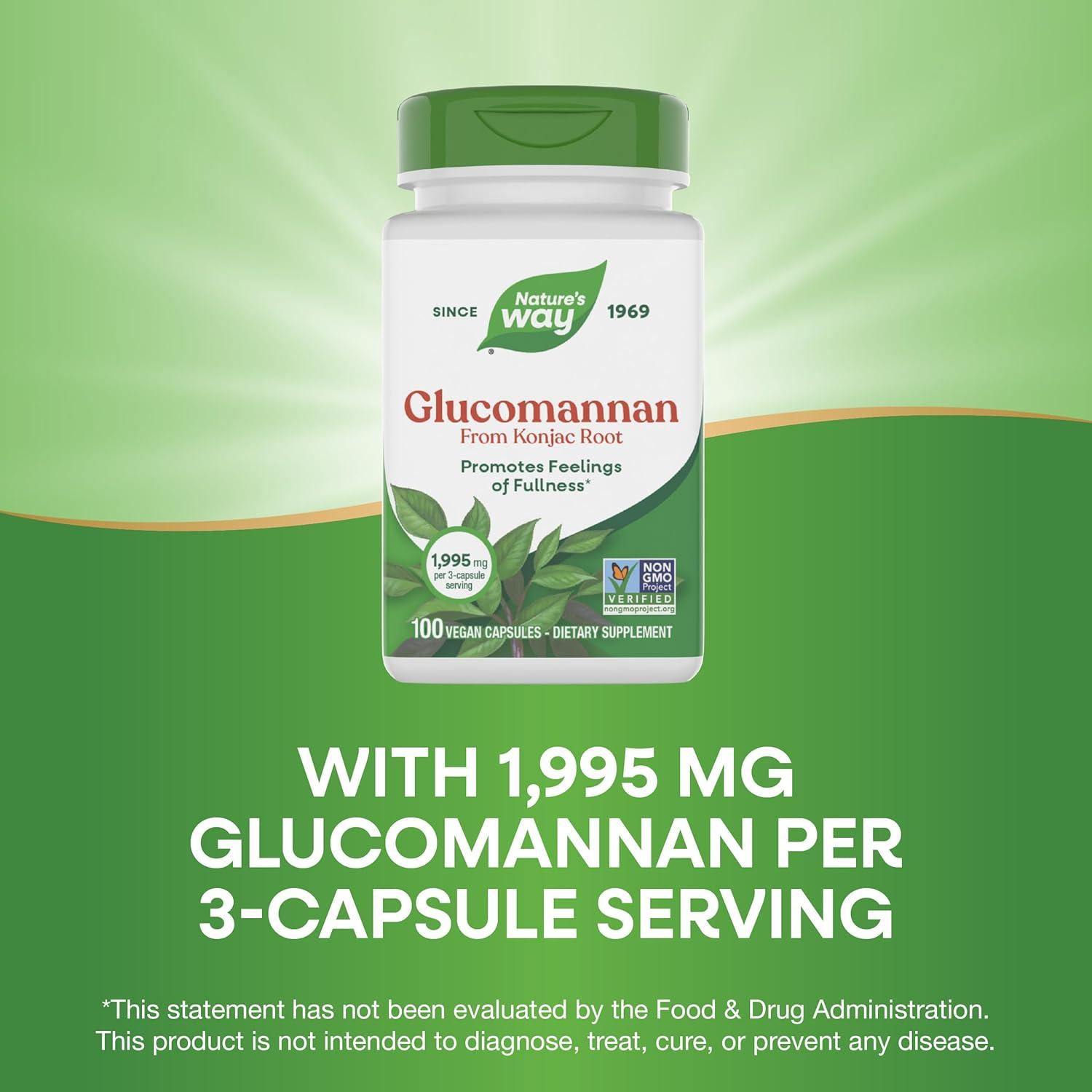 image:imageNatures Way Herbal Glucomannan from Konjac Root Capsules Promotes Feelings of Fullness 1995 mg per 3Capsule Serving NonGMO Project Verified Vegan 100 Capsules Packaging May Vary