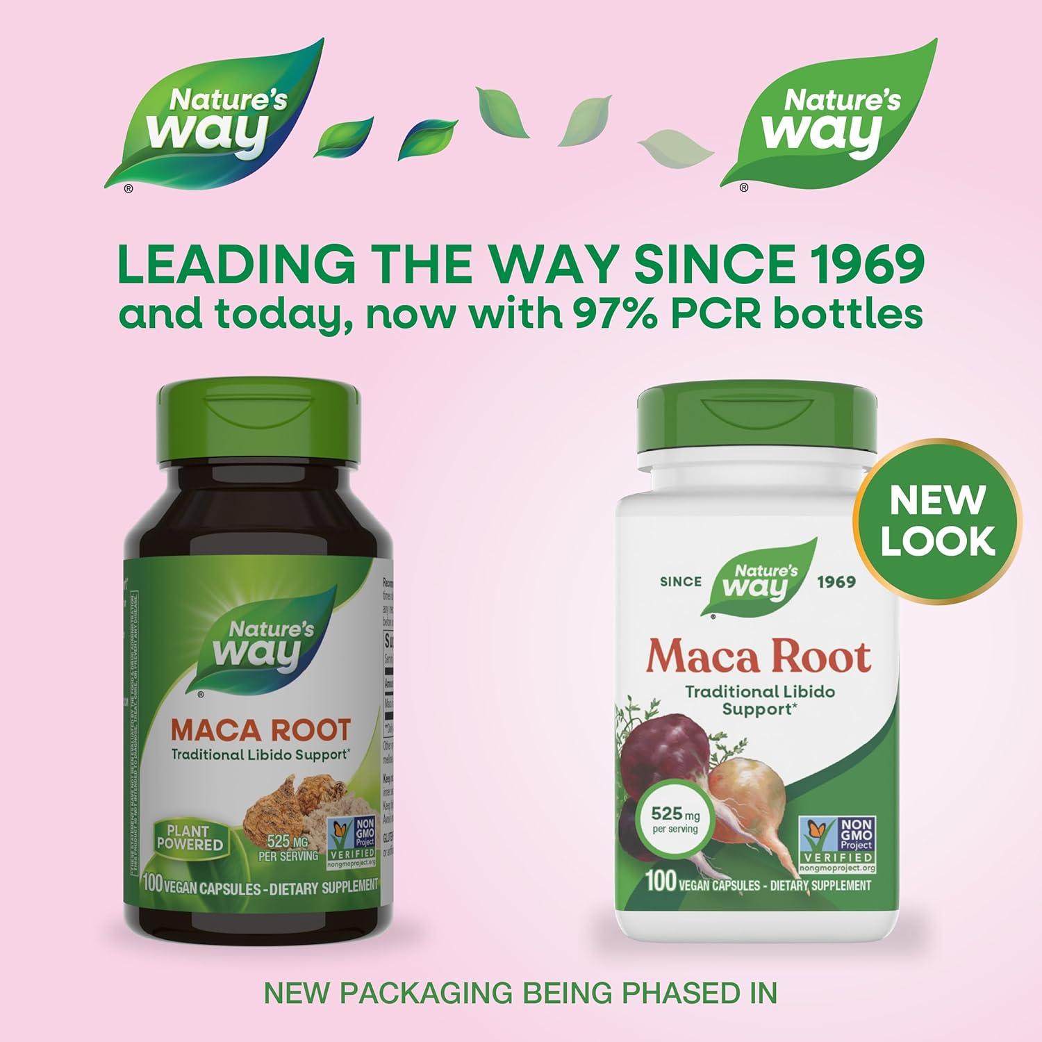 image:imageNatures Way Maca Root Traditional Libido Support 525 mg per Serving NonGMO Project Verified 100 Vegan Capsules Packaging May Vary
