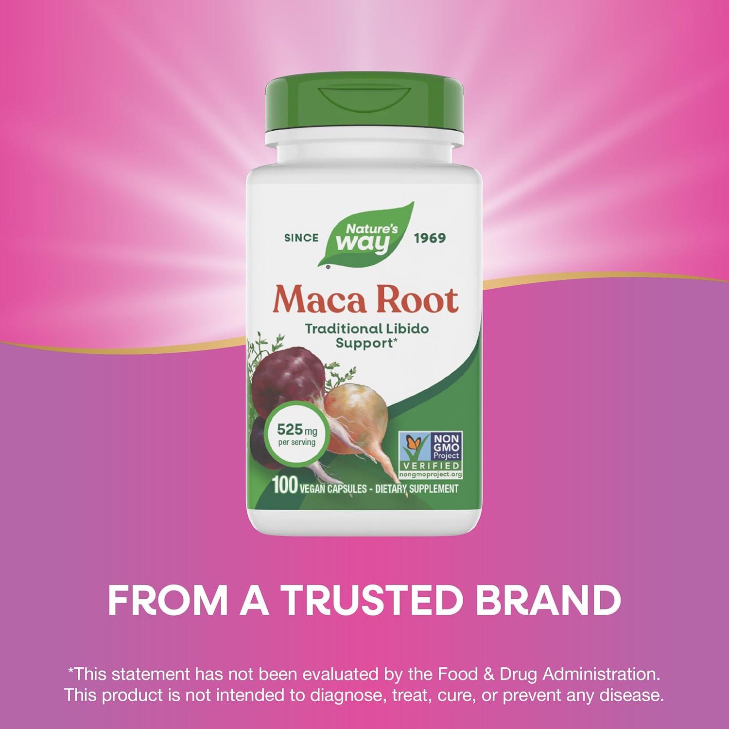 image:imageNatures Way Maca Root Traditional Libido Support 525 mg per Serving NonGMO Project Verified 100 Vegan Capsules Packaging May Vary