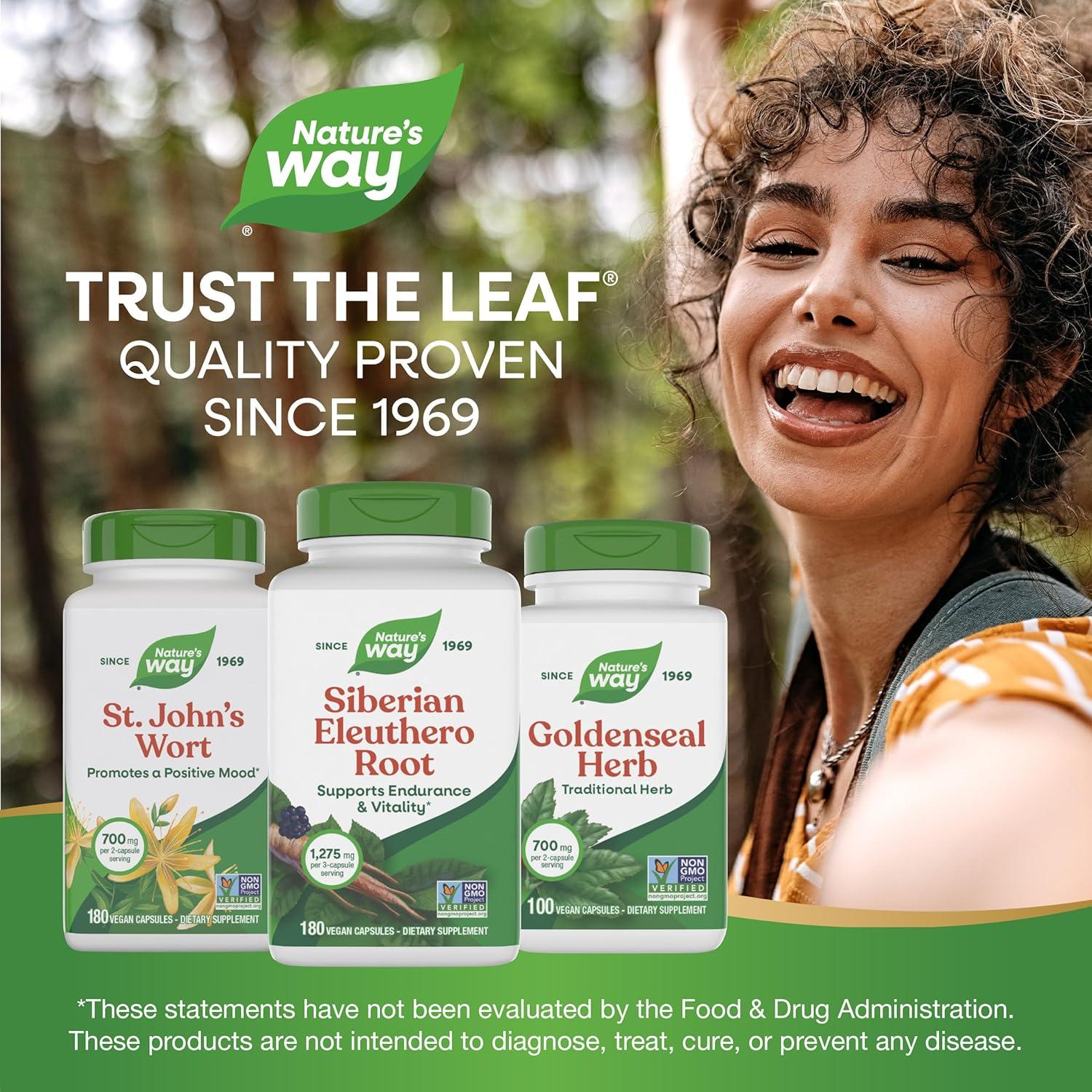 image:imageNatures Way Premium Herbal Siberian Eleuthero Root Supplement Supports Endurance amp Vitality Adaptogen 1275mg per 3Capsule Serving NonGMO Project Verified 180 Capsules Packaging May Vary180 Count Pack of 1