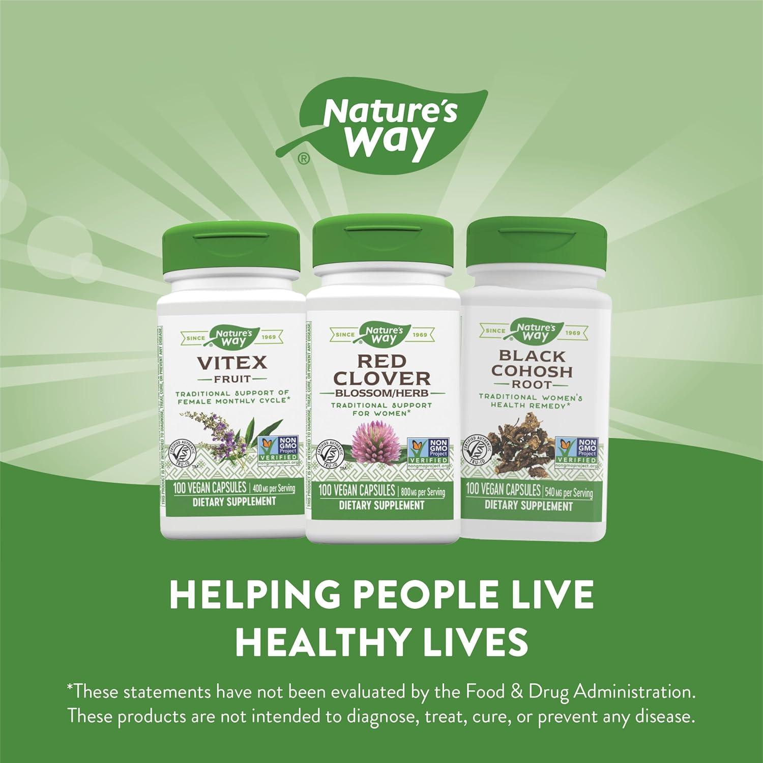image:imageNatures Way Red Clover Blossom Herb Traditional Health Support for Women 800 mg per 2Capsule Serving NonGMO Project Verified Red Clover Supplement 100 Vegan Capsules Packaging May Vary100 Count Pack of 2