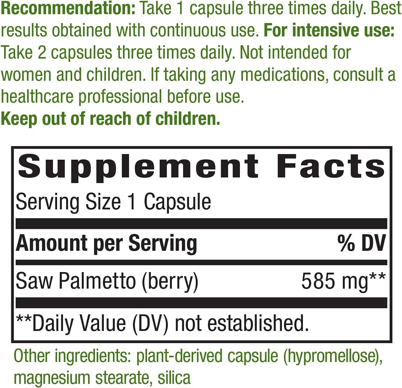 image:imageNatures Way Saw Palmetto Berries Traditional Prostate Support 585 mg per serving NonGMO Project Verified Vegan 180 Capsules180 Count Pack of 1