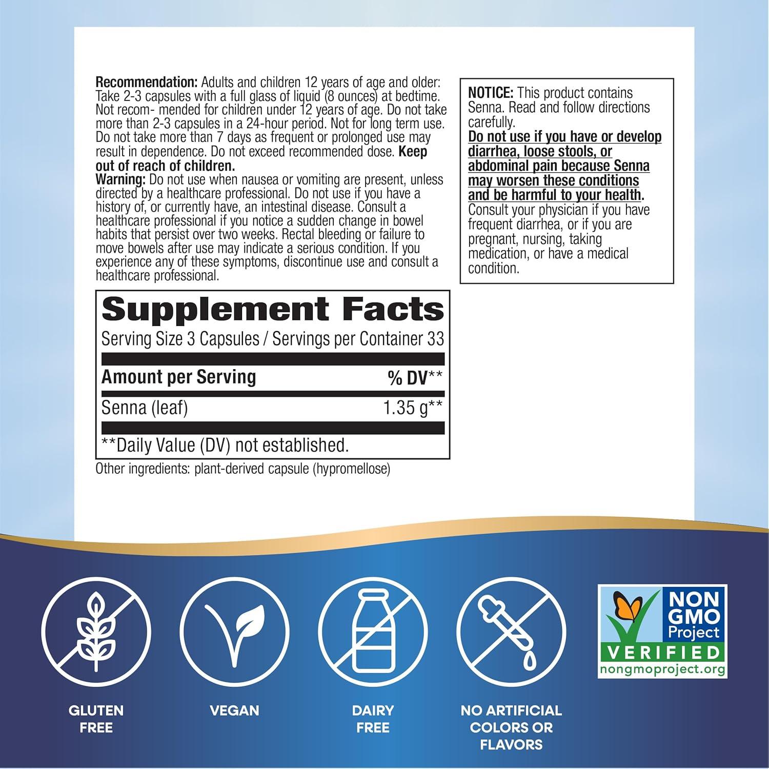 image:imageNatures Way Senna Leaves Relieves Occasional Constipation 1350 mg per 3Capsule Serving NonGMO Project Verified 100 Capsules Packaging May Vary100 Count Pack of 1