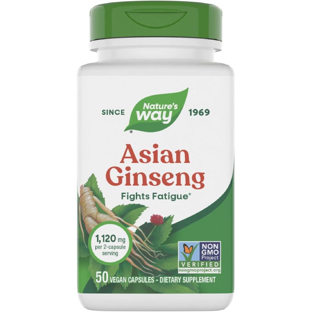 image:imageNatures Way Asian Ginseng Fights Fatigue 1120mg Per 2capsule Serving NonGMO Project Verified Vegan 100 Capsules Packaging May Vary50 Count Pack of 1