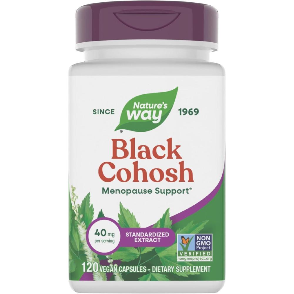 image:imageNatures Way Black Cohosh Premium Extract Helps Reduce Night Sweats and Promotes Restful Sleep for Women During Menopause 40 mg per Serving 120 Vegan Capsules Packaging May Vary120 Count Pack of 1