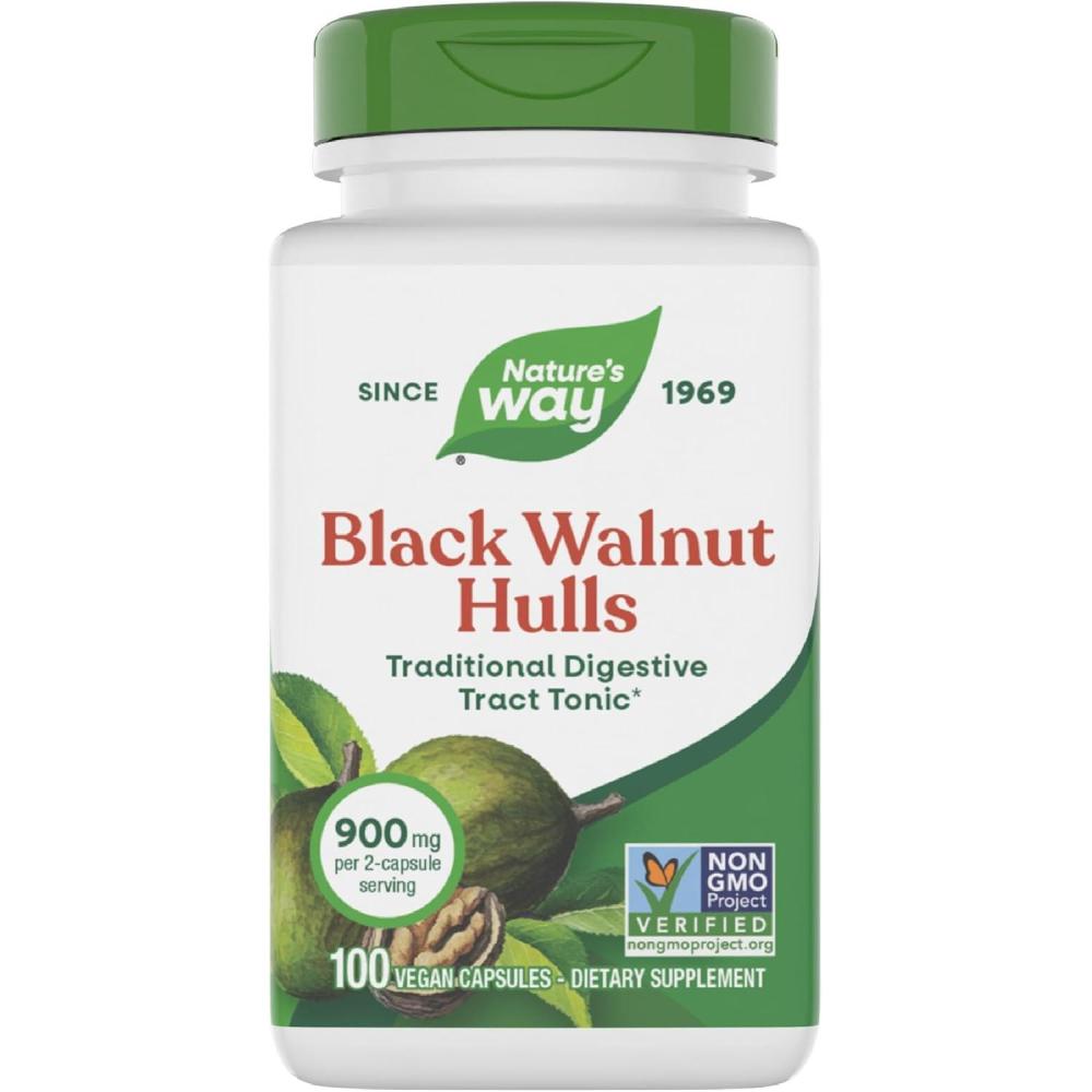 image:imageNatures Way Black Walnut Hulls Traditional Digestive Tract Tonic 900 mg per 2Capsule Serving NonGMO Project Verified Vegan 100 Capsules Packaging May Vary100 Count Pack of 1