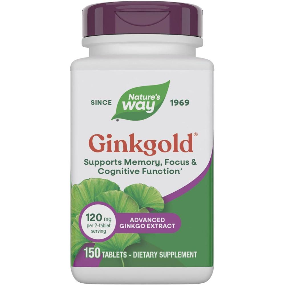 image:imageNatures Way Ginkgold Advanced Ginkgo Extract Supplements for Support of Memory and Focus Ginkgo Biloba Extract Supports Focus amp Cognitive Function 150 Tablets Packaging May Vary