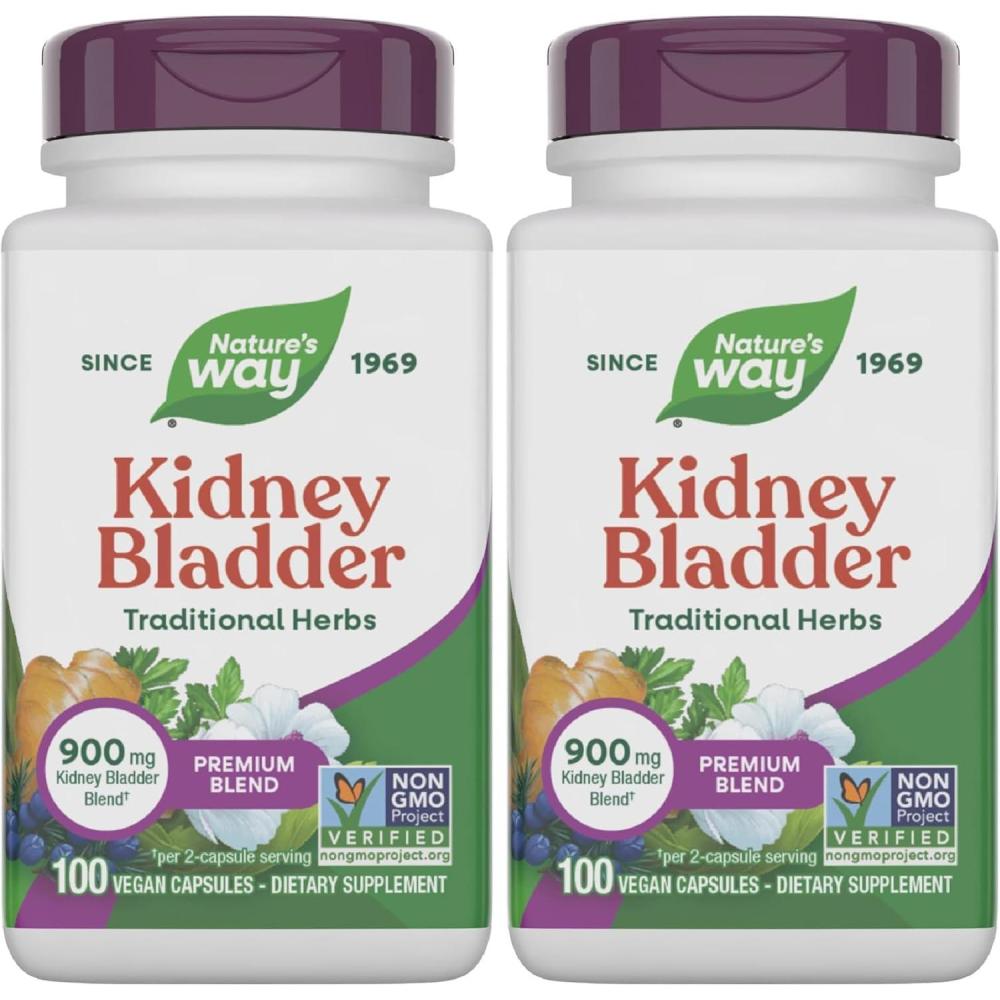 image:imageNatures Way Kidney Bladder Premium Blend Traditional Herbs Supplement 900 mg per 2Capsule Serving NonGMO Project Verified Vegan 100 Capsules Packaging May Vary100 Count Pack of 2
