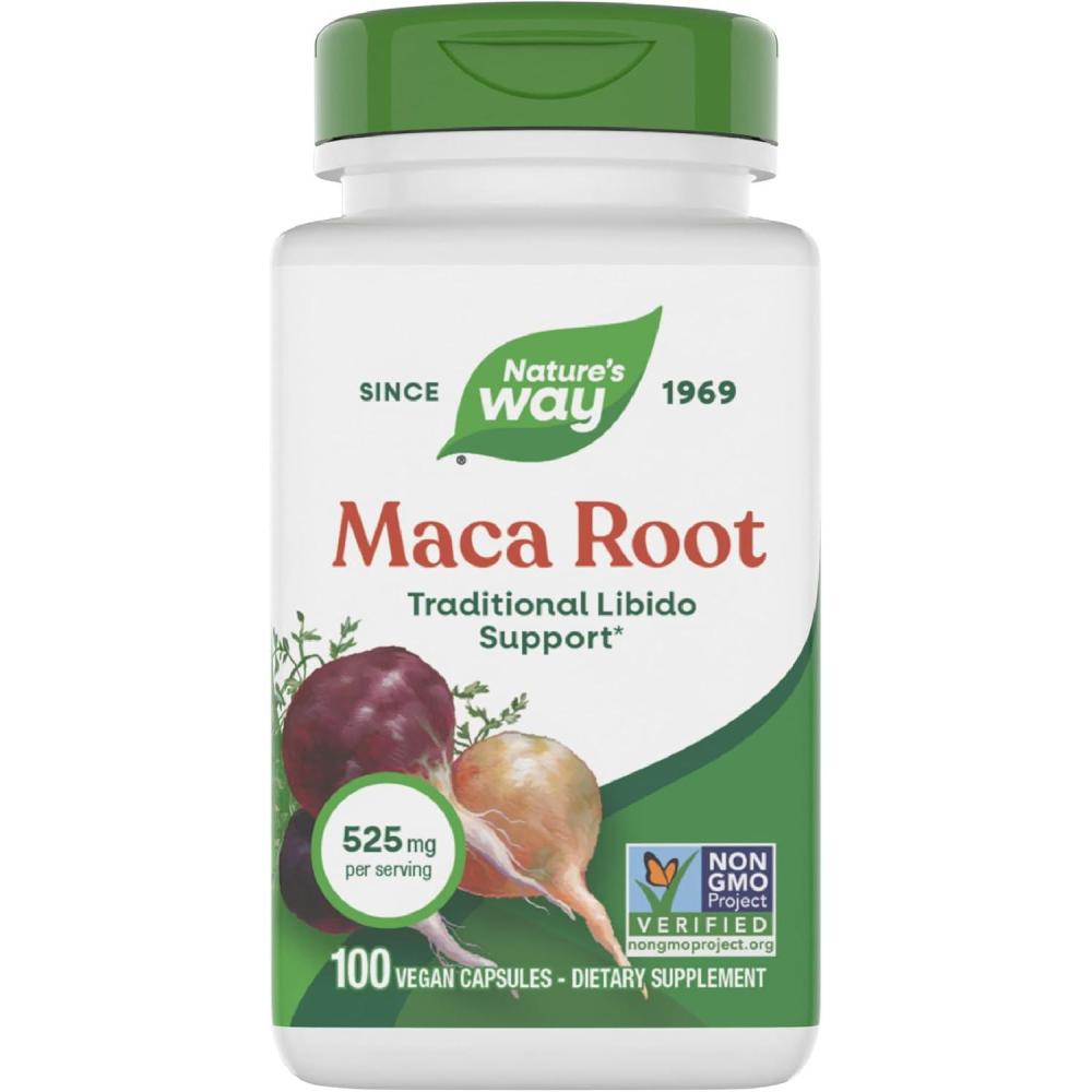 image:imageNatures Way Maca Root Traditional Libido Support 525 mg per Serving NonGMO Project Verified 100 Vegan Capsules Packaging May Vary