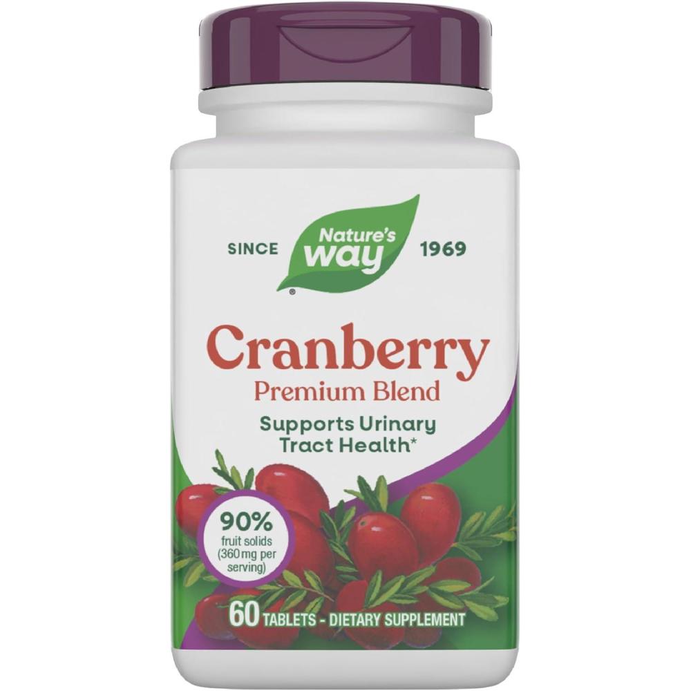 image:imageNatures Way Premium Blend Cranberry Urinary Tract Health Support Supplement with Vitamin C 60 Tablets60 Count Pack of 1