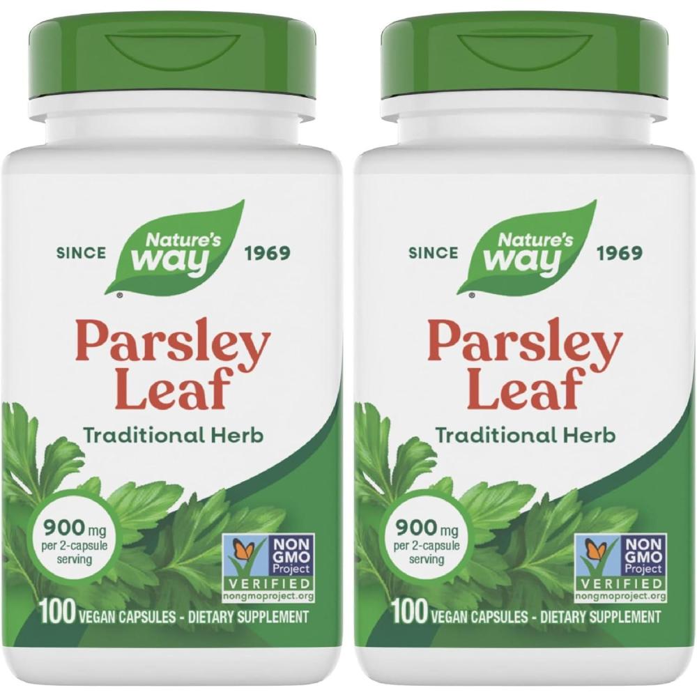 image:imageNatures Way Premium Herbal Parsley Leaf Provides Chlorophyll 100 Vegan Capsules100 Count Pack of 2