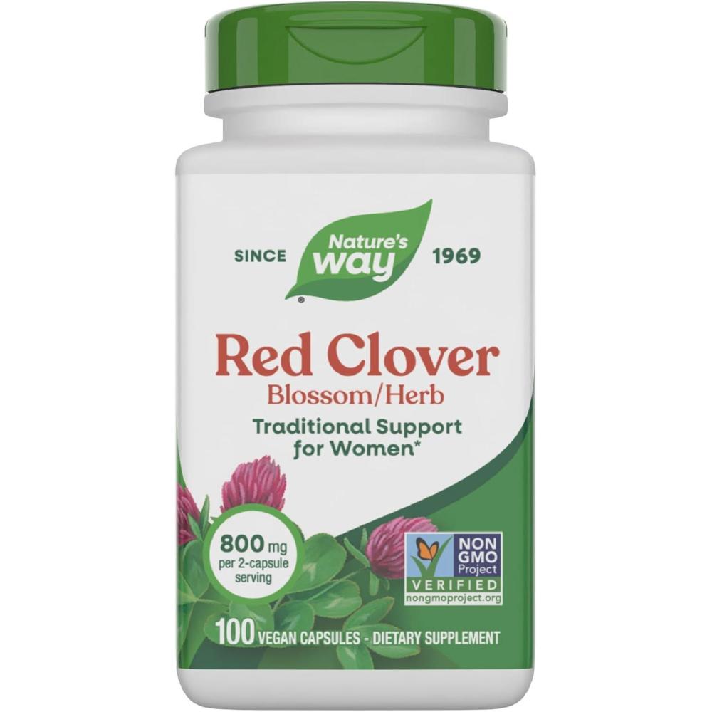 image:imageNatures Way Red Clover Blossom Herb Traditional Health Support for Women 800 mg per 2Capsule Serving NonGMO Project Verified Red Clover Supplement 100 Vegan Capsules Packaging May Vary100 Count Pack of 1