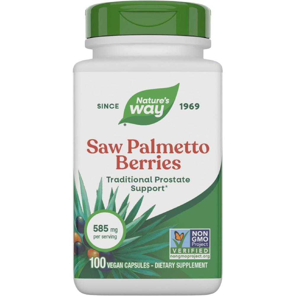 image:imageNatures Way Saw Palmetto Berries Traditional Prostate Support 585 mg per serving NonGMO Project Verified Vegan 180 Capsules100 Count Pack of 1
