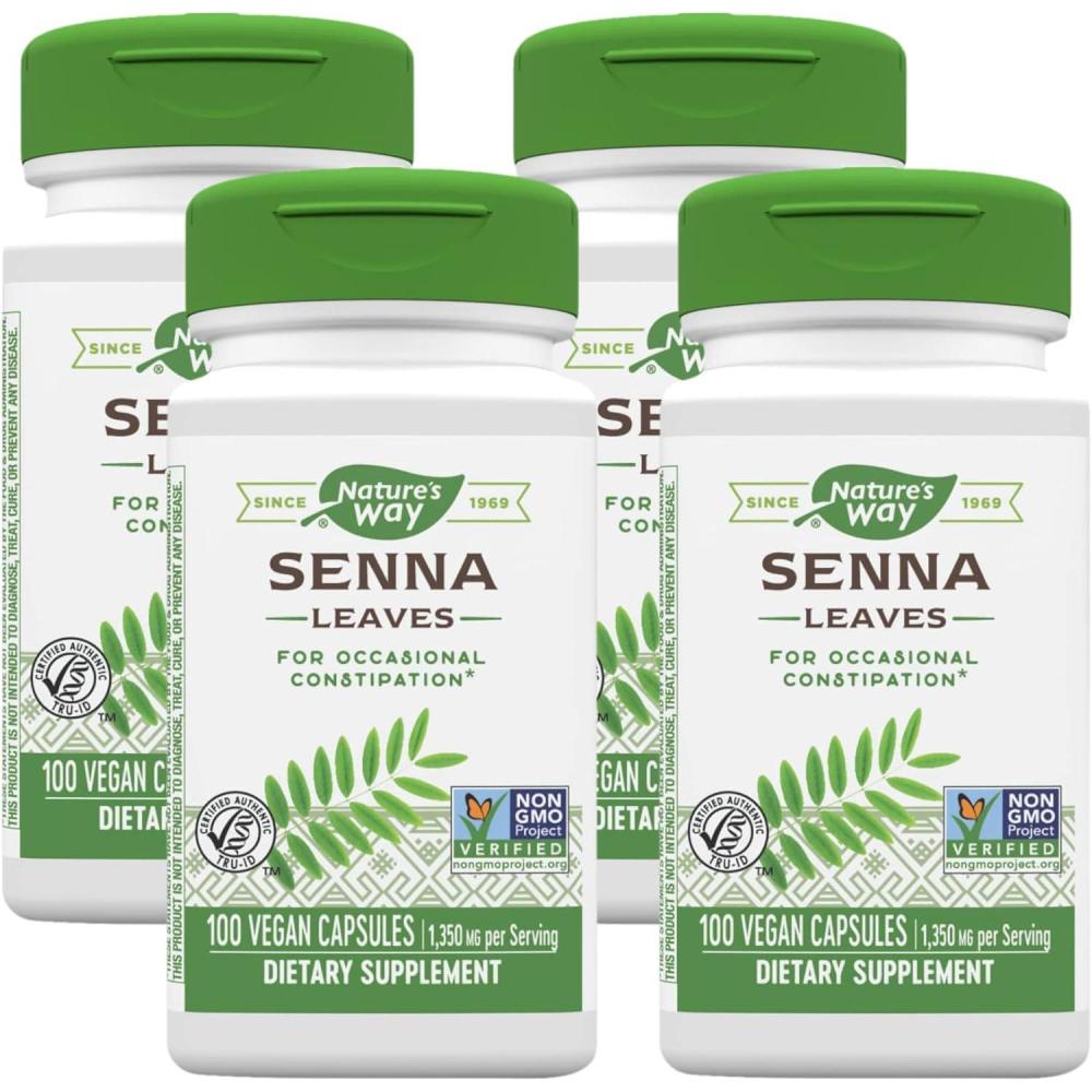 image:imageNatures Way Senna Leaves Relieves Occasional Constipation 1350 mg per 3Capsule Serving NonGMO Project Verified 100 Capsules Packaging May Vary100 Count Pack of 4