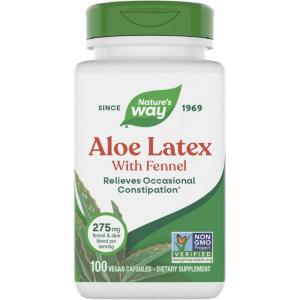 Nature’s Way Aloe Latex with Fennel, Aloe Vera Capsules for Occasional Constipation*, Non-GMO Project Verified, Gluten Free, 100 Vegan Capsules (Packaging May Vary)(100 Count (Pack of 1))