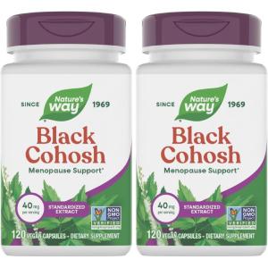 Nature’s Way Black Cohosh Premium Extract, Helps Reduce Night Sweats and Promotes Restful Sleep for Women During Menopause*, 40 mg per Serving, 120 Vegan Capsules (Packaging May Vary)(120 Count (Pack of 2))