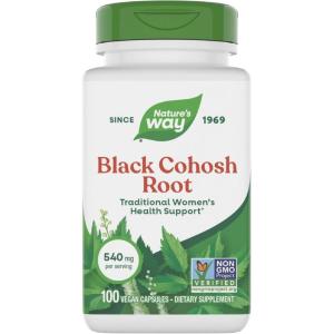 Nature’s Way Black Cohosh Root, Traditional Support for Women’s Health*, 540 mg per Serving, Non-GMO Project Verified, 100 Capsules (Packaging May Vary)