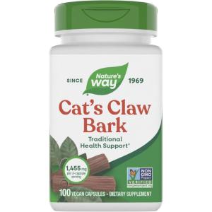 Nature’s Way Cat’s Claw Bark, Traditional Health Support*, 1,455 mg per 3-Capsule Serving, Non-GMO Project Verified, 100 Vegan Capsules (Packaging May Vary)